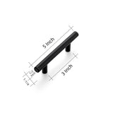 6 Pack | 5'' Cabinet Pulls Matte Black Stainless Steel Kitchen Drawer Pulls Cabinet Handles 5”Length, 3” Hole Center