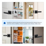 Ravinte  Heavy Duty Door Lever Door Lock Square Lever Door Handles Right Left Handing Lever Set Matte Black Finish Passage Door Levers Dummy Door Lever Set Interior Keyless Non-Locking Levers