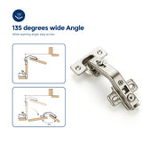 Hydraulic Adjustable Kitchen Cabinet Hinges Compatible with Lazy Susan Corner Kitchen Cabinets, Full Overlay Face Frame Concealed Kitchen Hidden Corner Cabinet Hardware for Folded Door and Cupboard