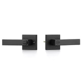 Ravinte Heavy Duty Door Lever Door Lock Square Door Handle Right Left Handing Lever Set Matte Black Finish Privacy Door Levers for Bed and Bath Room Keyless Interior Handles Door Lock Set