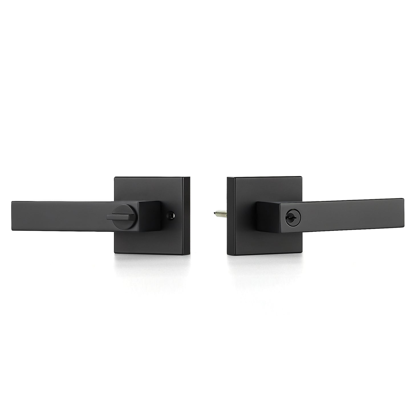 Ravinte  Heavy Duty Door Lever Door Lock Square Door Handles Right Left Handing Lever Set Matte Black Finish Entry Door Levers Front and Exterior Door Handle Set (Not Keyed Alike)