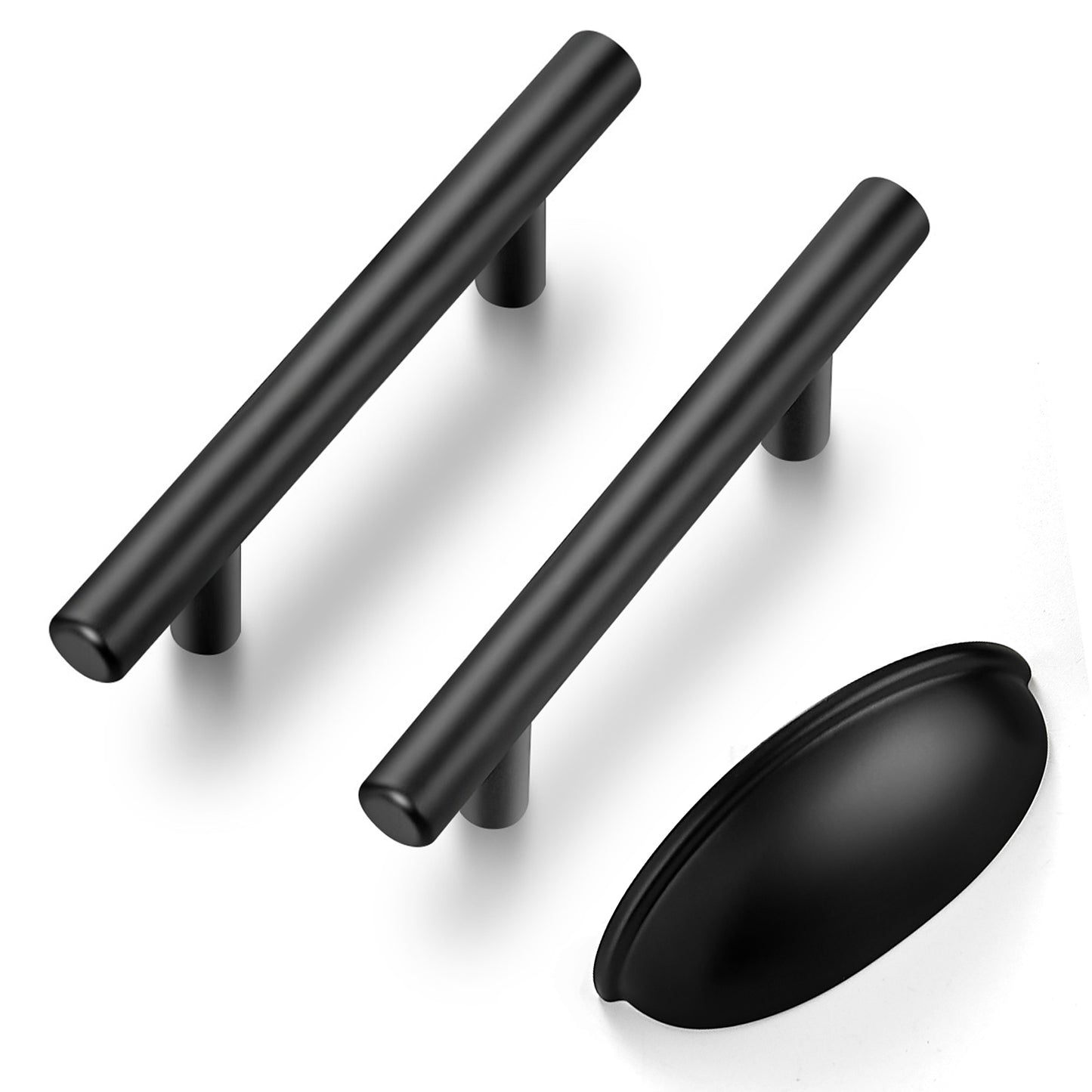 Ravinte 25Pcs Handles+10Pcs Cup Pulls Kitchen Cabinet Handles Matte Black Cabinet Pulls Black Drawer Pulls Kitchen Cabinet Hardware Kitchen Handles for Cabinets Cupboard Handles Drawer Handles