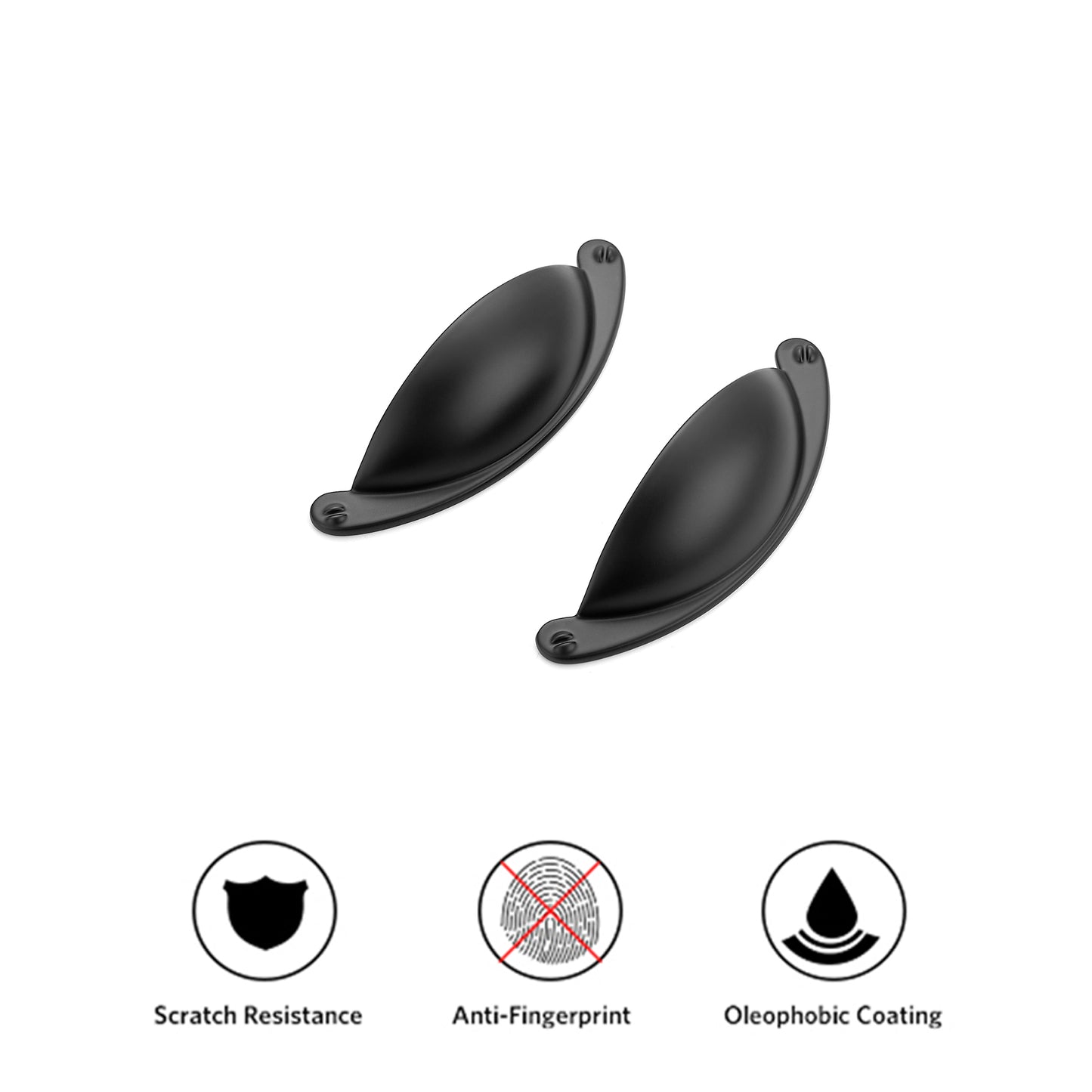 Ravinte 2.5" Drawer Pulls Flat Black Cabinet Cup Pulls Kitchen Hardware Cabinet Handles Drawer Handles Knobs 2-1/2 Inch Hole Center
