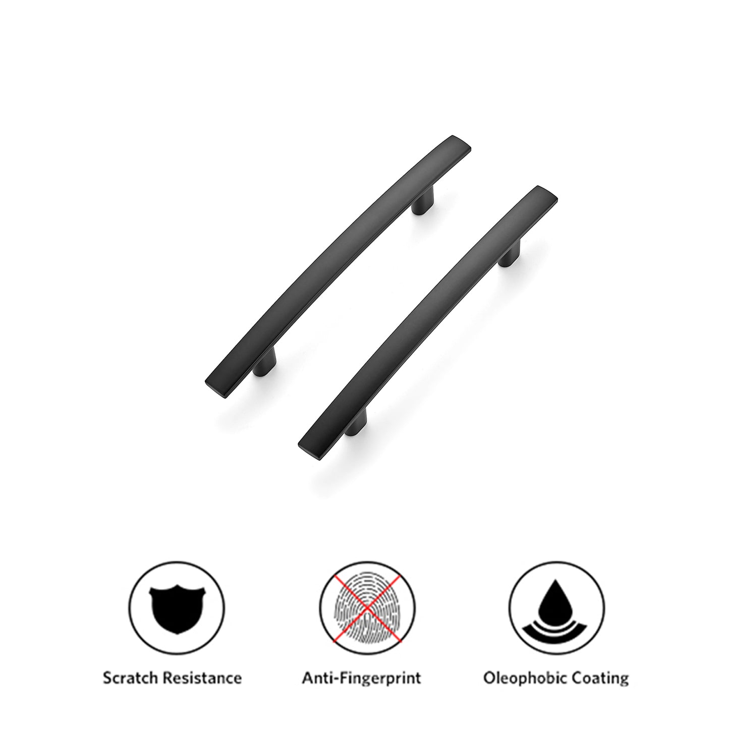 Ravinte 6'' Curved Cabinet Pulls Matte Black Kitchen Drawer Pulls Arch Cabinet Handles 6”Length, 3.75” Hole Center