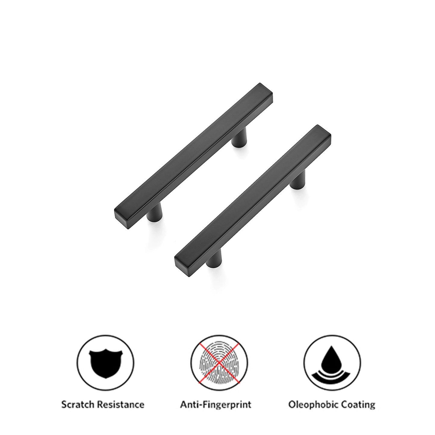 Ravinte 5 inch Square Cabinet Pulls Matte Black Stainless Steel Kitchen Drawer Pulls Cabinet Handles 5”Length, 3” Hole Center