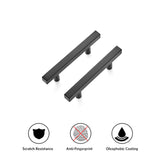 Ravinte 5 inch Square Cabinet Pulls Matte Black Stainless Steel Kitchen Drawer Pulls Cabinet Handles 5”Length, 3” Hole Center