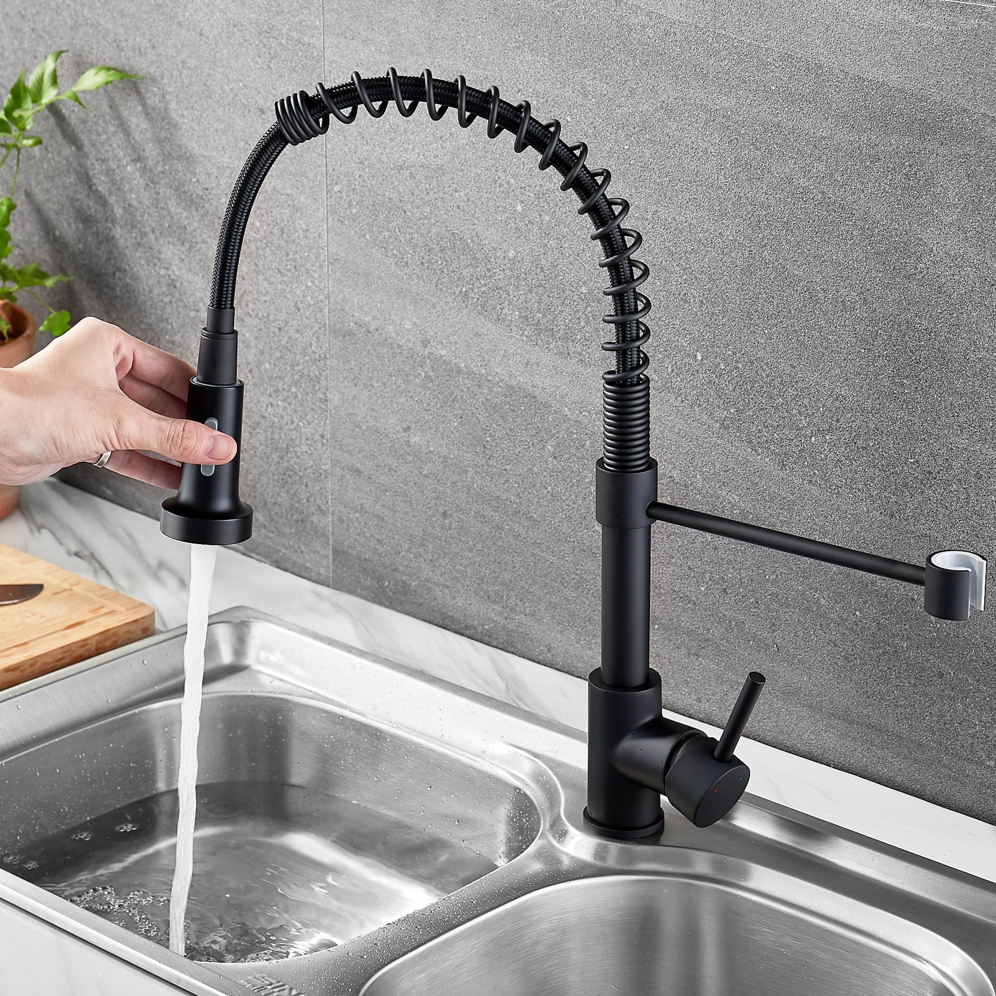 Ravinte Commercial Kitchen Faucet With Sprayer Single Handle Spring Spout Faucets Pull Down Sprayer Solid Brass Kitchen Sink Faucet Farmhouse Kitchen Faucets
